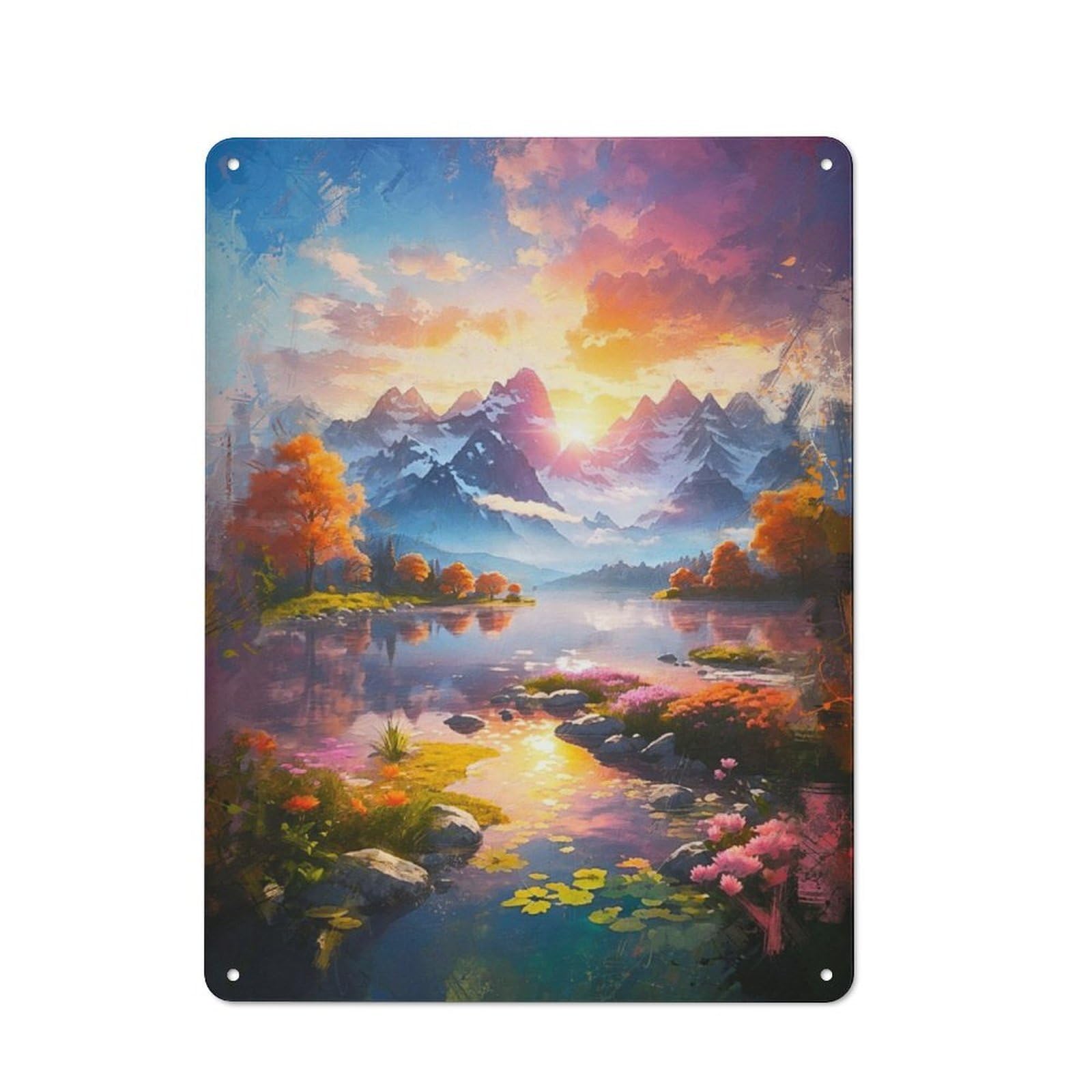 Junmoney Magical Landscape Retro-Style Metal Plaque 40X30cm For Kitchen Or Home Bar, Gift For Home Bar Enthusiasts During The Christmas Season