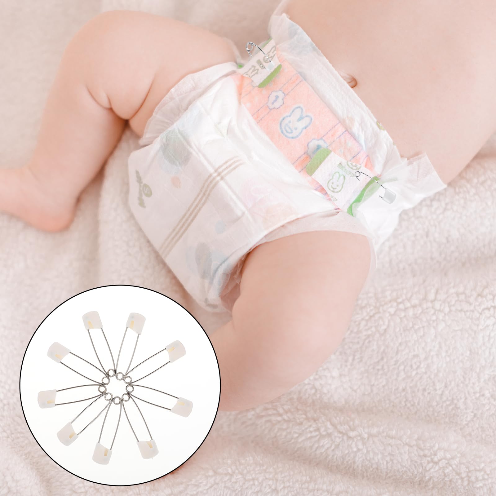 Giantree Lot de 50 épingles à couches, 5,5 cm, grandes, avec fermeture à verrou, blanches, épingles à nourrice, épingles à tissu, épingles de sécurité, pour vêtements, artisanat, couture (5,5 cm)