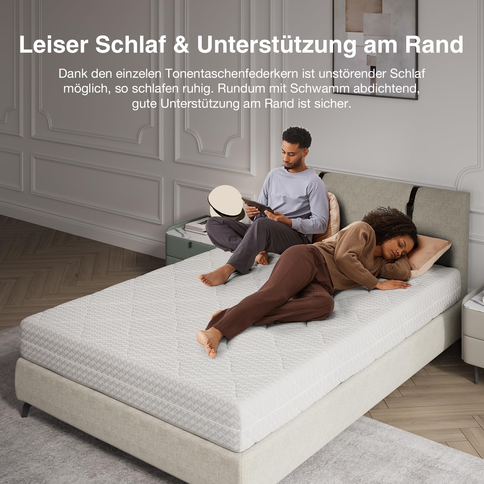 Novilla Matratze 90x200 Taschenfederkernmatratze 7-Zonen H2/H3 atmungsaktivem Bezug & Komfortschaum Öko-Tex & CertiPUR-US Zertifiziert – Federkernmatratze für Einzelbett & Doppelbett Höhe 20 cm – Bild 8