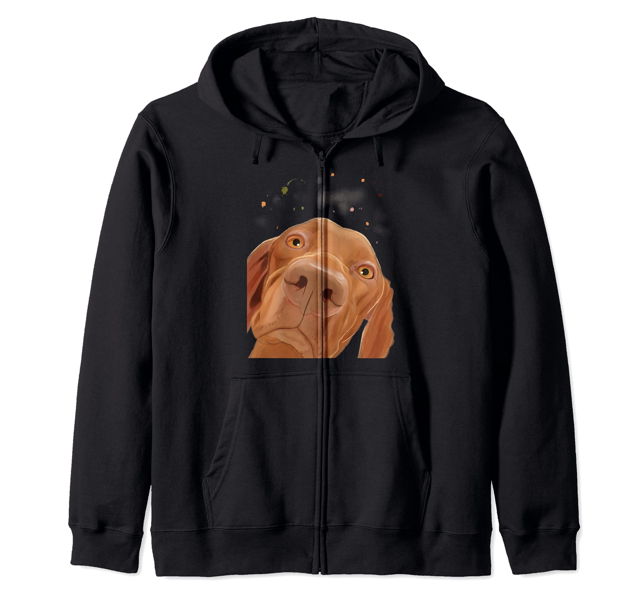 Funny Dog Hungarian Vizsla Zip Hoodie, Black