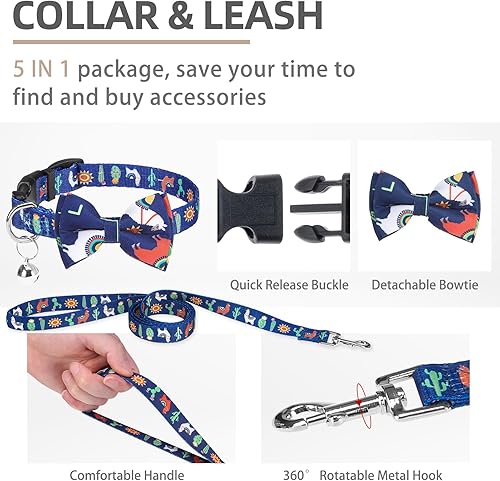 Miniatura 3 de PUPTECK Juego de arnés ajustable con collar y correa para perro, arnés sin tirones para perros pequeños y medianos, cachorros, gatos al aire libre,