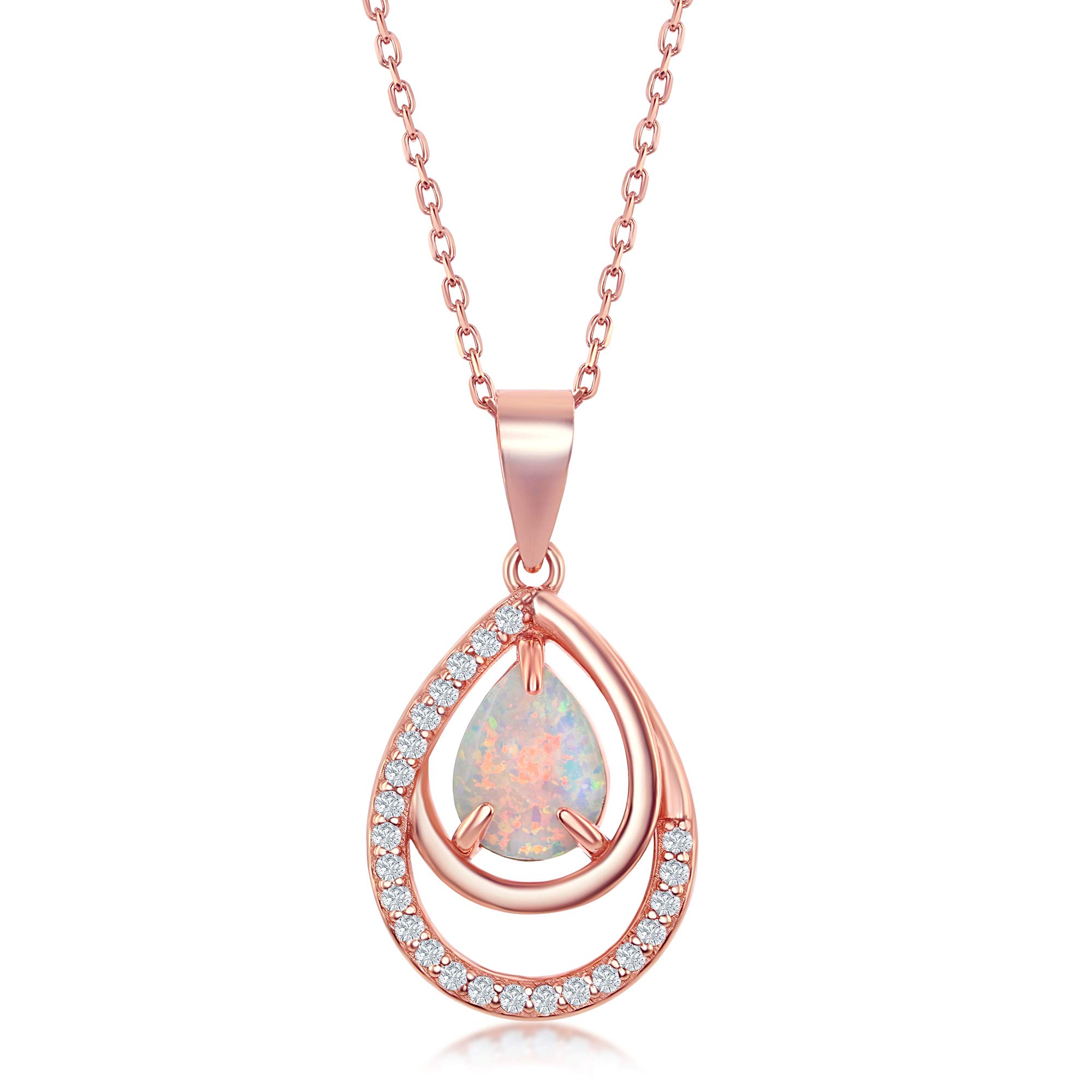 Pendentif en opale blanche double poire idéal pour les tenues de fête - 2