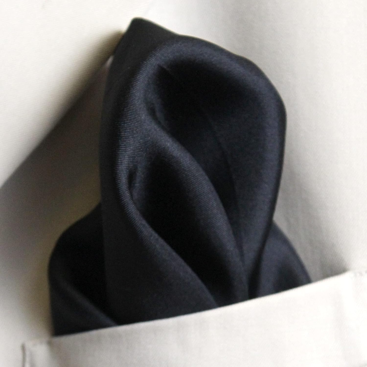 Royal Silk Fine Black Silk Twill Pocket Square 100% Silk - Full-Sized 17"x17" - Image 3