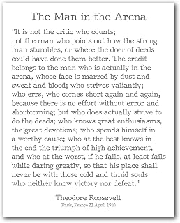 Theodore Roosevelt Quote Print, The Man in the Arena, 8 x 10 Inches, Unframed