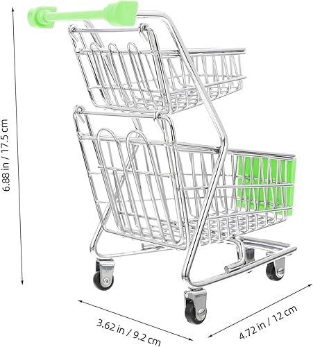 Miniatura 3 de jojofuny Mini carrito de compras, mini carrito de compras de supermercado de doble capa, carrito de metal novedoso para fiesta de cumpleaños, ducha,