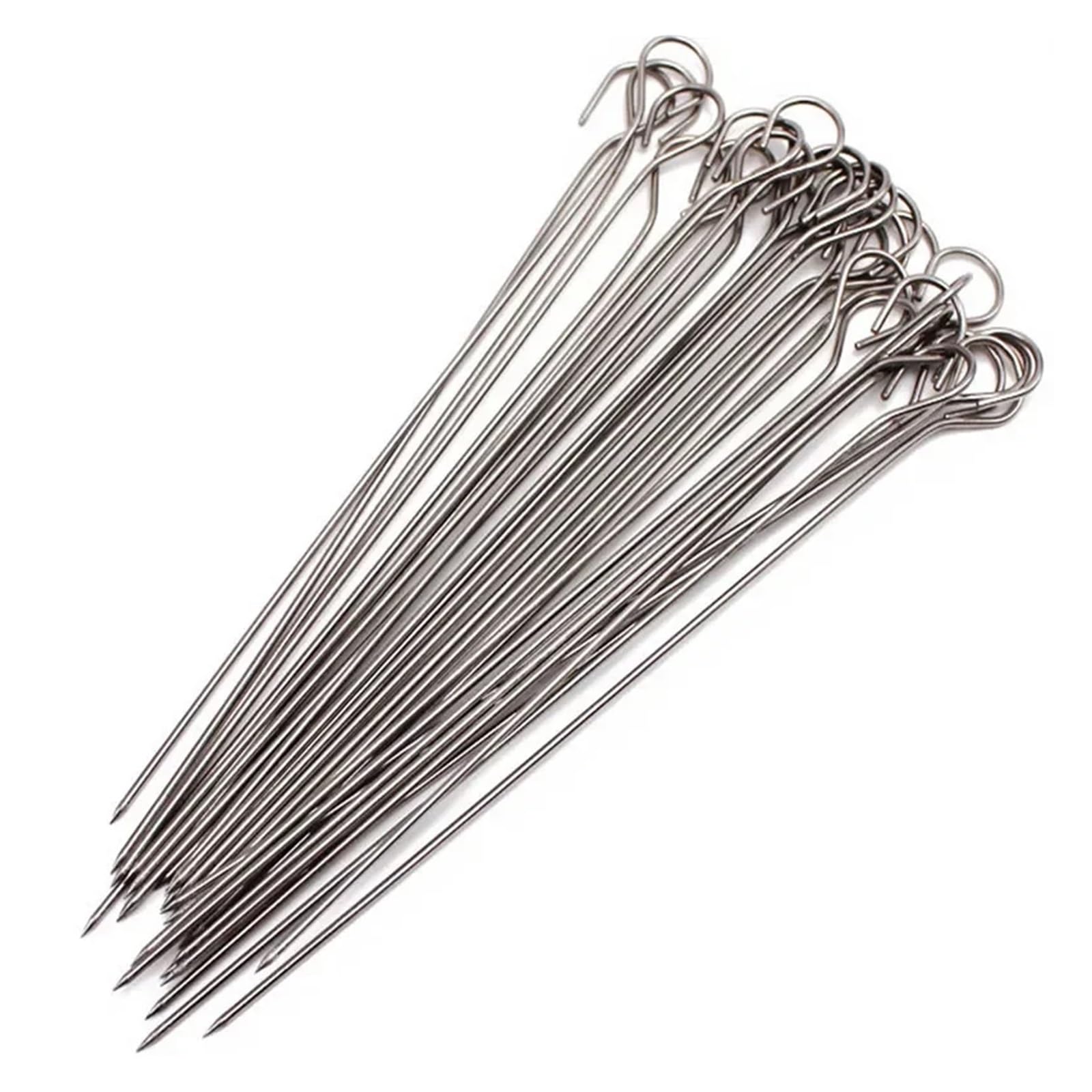 Brochetas Barbacoa 10 Uds. De pinchos redondos for asar carne de ganso, palo acero inoxidable for barbacoa, utensilios cocina con aguja for(50 pcs 1.8mm 17cm)