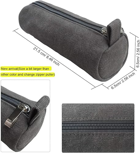 Miniatura 2 de enyuwlcm Bolsa para lápices de lona pesada y elegante, simple, duradera y compacta con cremallera, 1 unidad, color gris