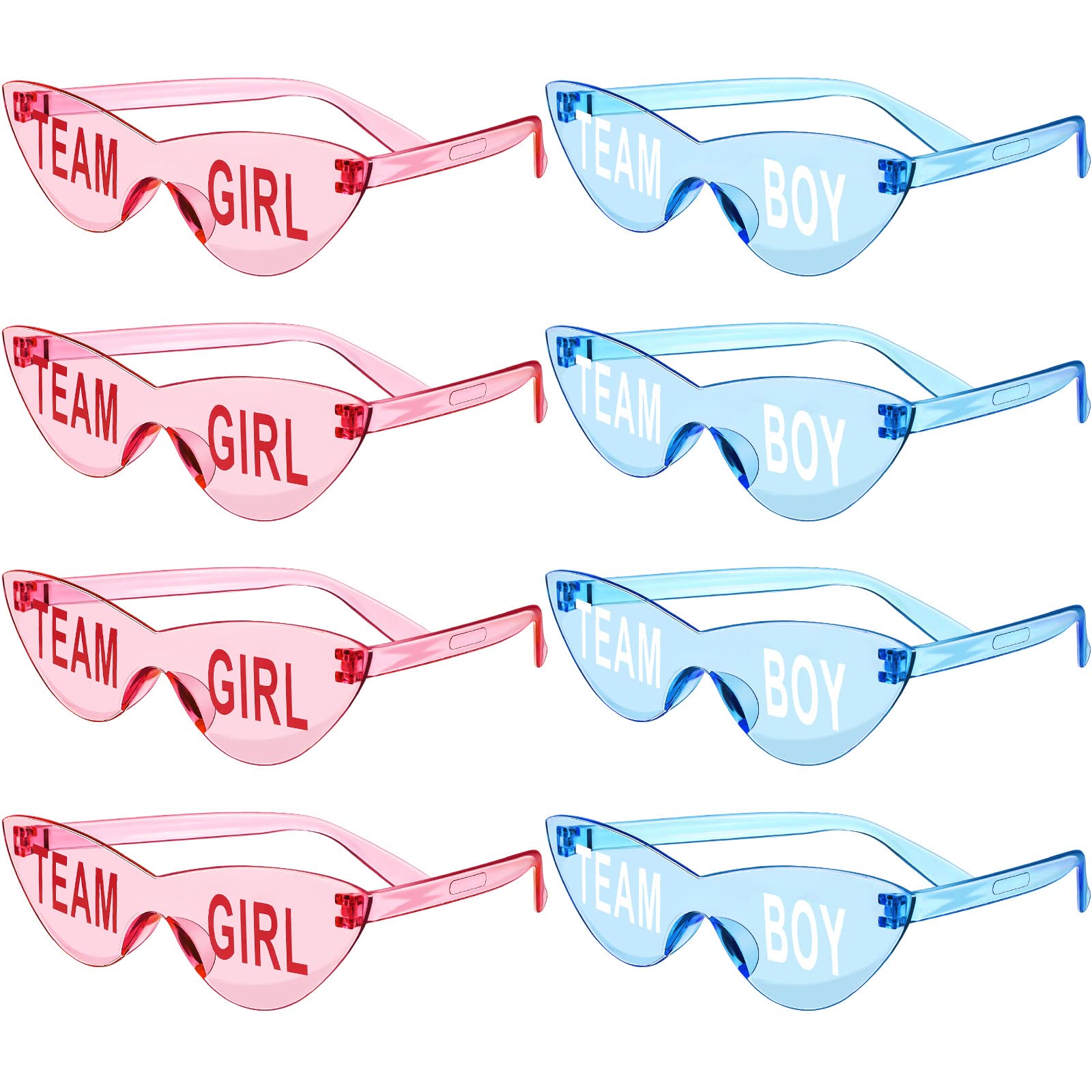KonohanGender Reveal Glasses Blue and Pink Sunglasses Frameless Team Girl and Team Boy Decor for Gender Reveal Party