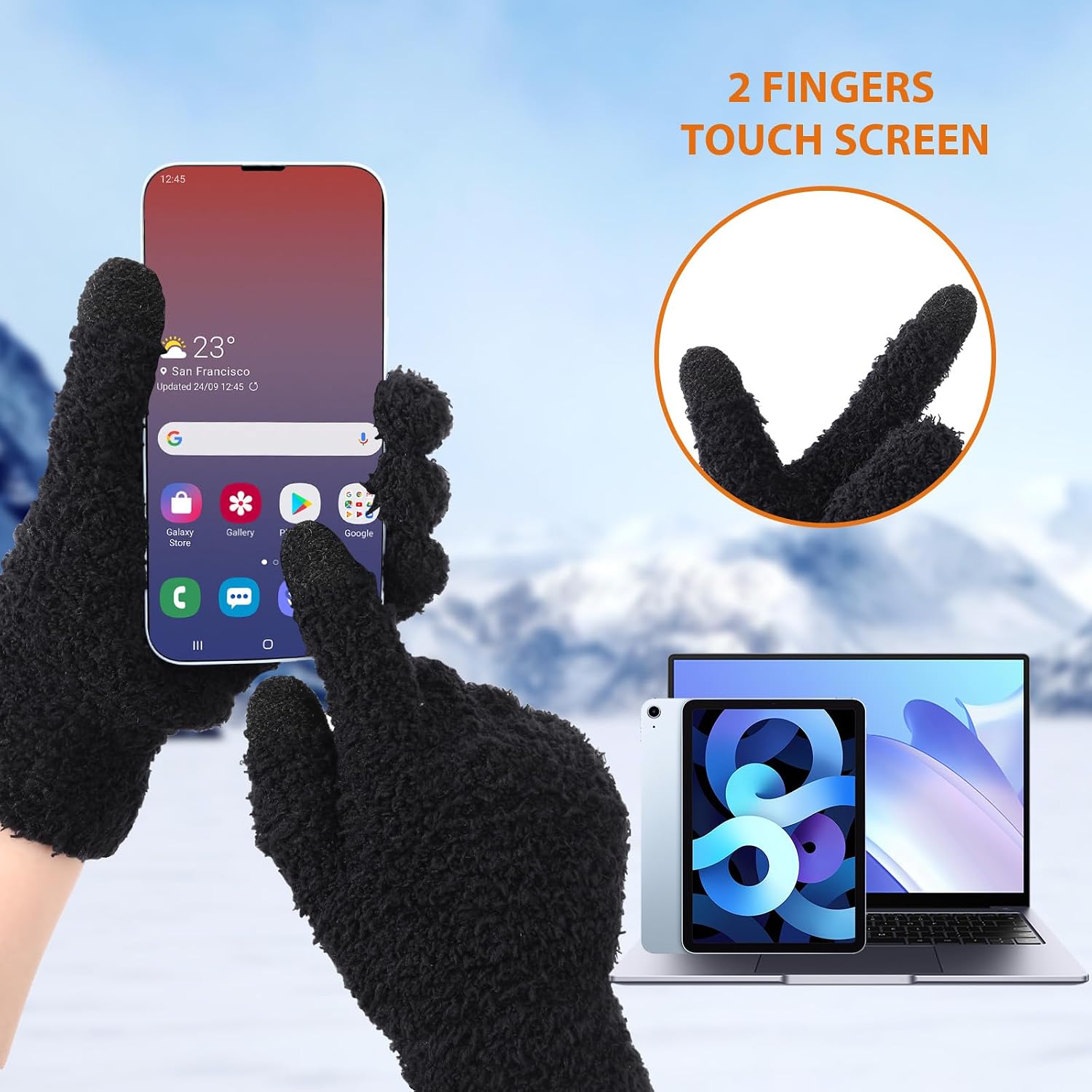 Winter Gloves for Women, Knit Winter Gloves with Elastic Cuff, 4 Pairs Warm Texting Gloves for Women