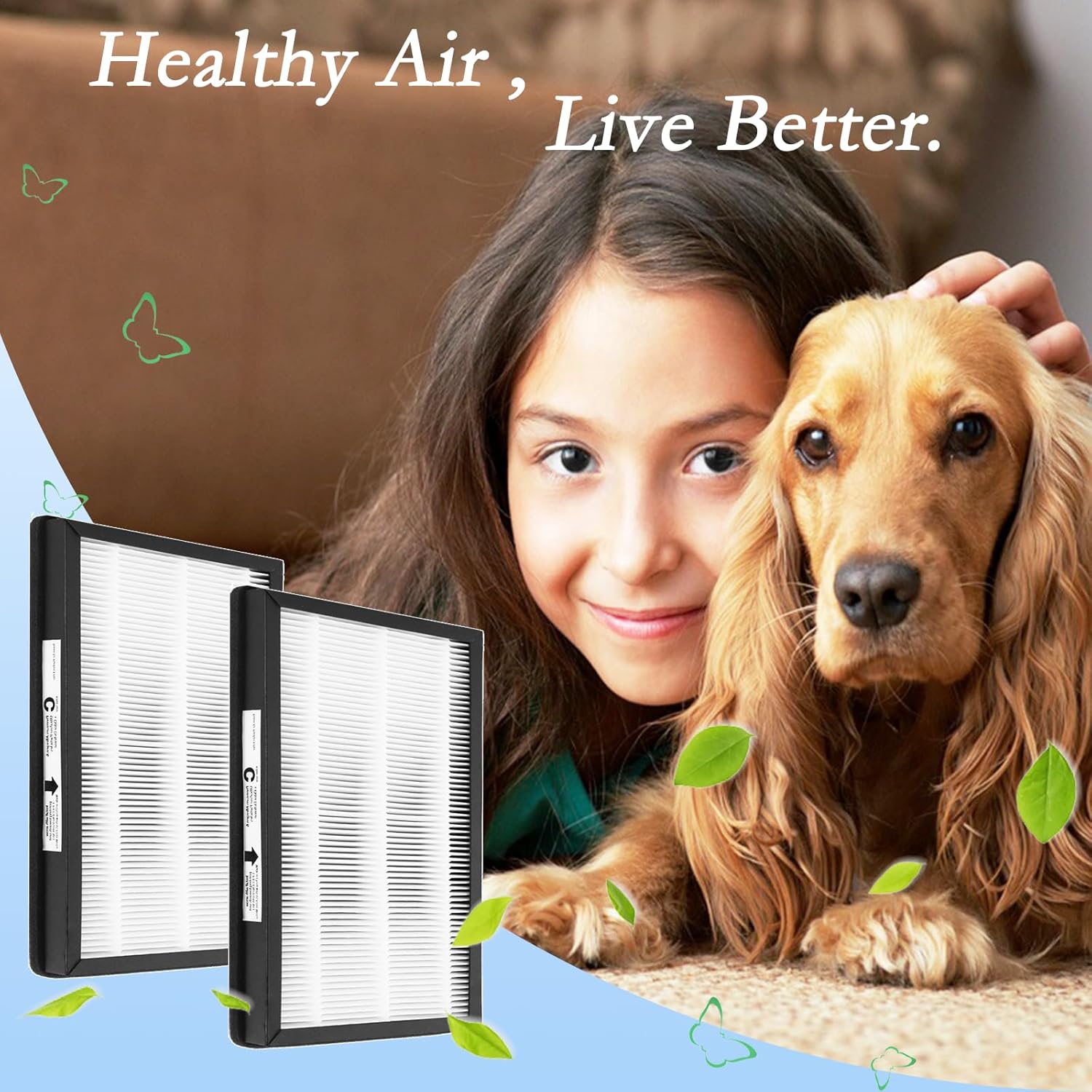 Replacement Filters C, Compatible with Idylis IAF-H-100C, IAP-10-200, IAP-10-280 Air purifier, 2 Pack Type C Hepa Filter with 4 Activated Carbon Pre-Filter