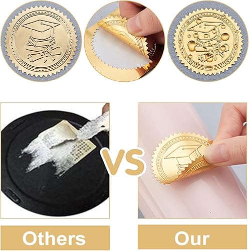 Miniatura 3 de CRASPIRE Sellos de sobres dorados en relieve de 2 pulgadas, sin cavidades, comprobación dental, 100 unidades redondas adhesivas de lámina dorada,