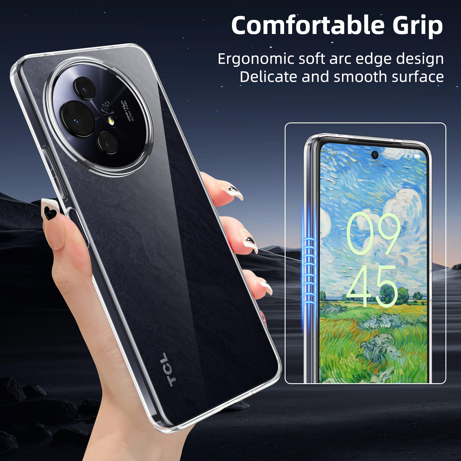 KZIOACSH Cover per TCL 50 PRO NXTPAPER 5G/TCL 50 NXTPAPER 5G + [2 Pack] Vetro Temperato Pellicola Protezione,Ultra Sottile,Antiurto,Anti Graffio Morbida TPU Forte Protezione Silicone Custodia,Nero