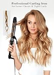 Lanvier 1.25 Inch Clipped Curling Fer avec extra longue tourmaline barre de céramique, professionnel curler jusqu'à 450°F avec double tension pour voyager, outil de style de voile des cheveux pour les filles & Femmes – Noir