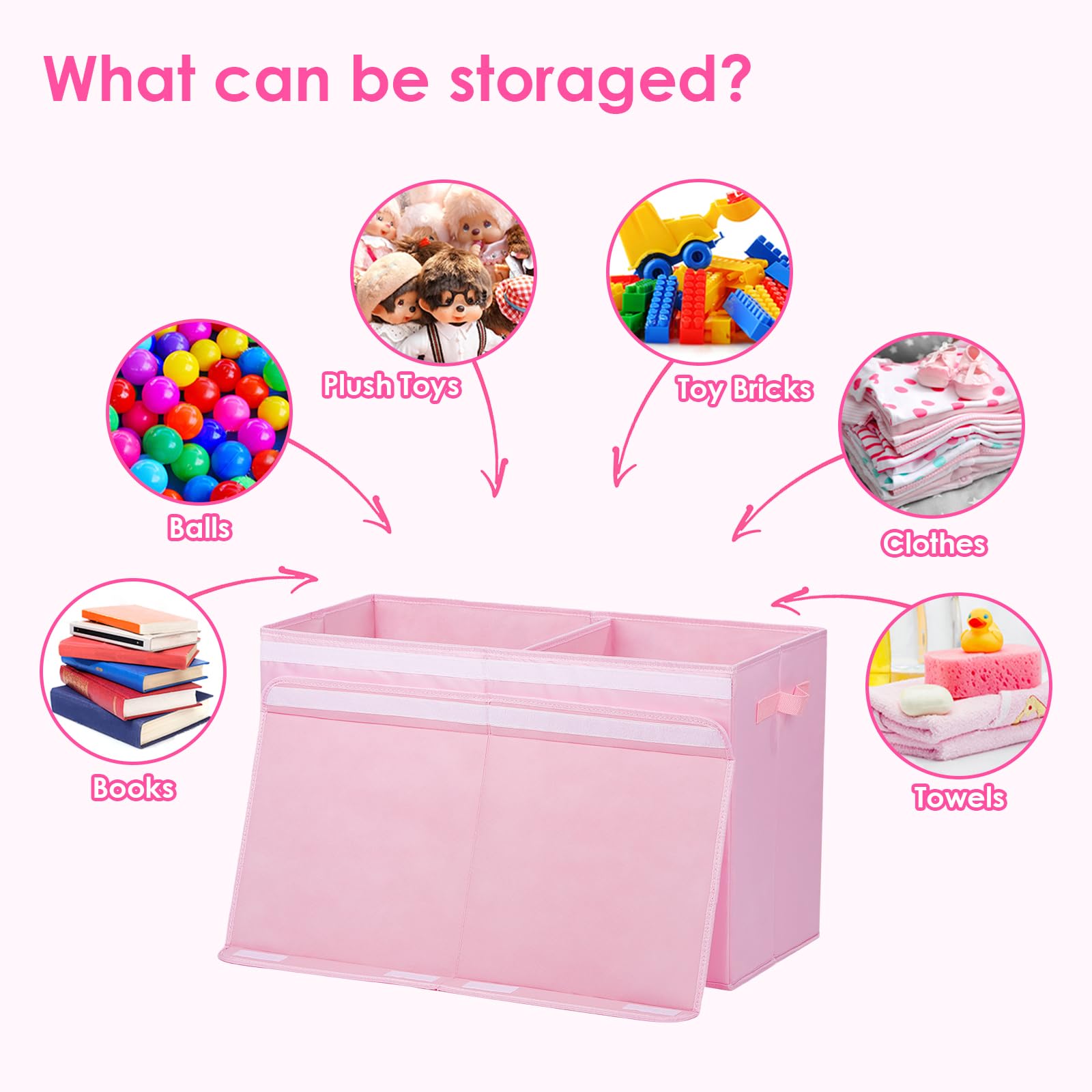 Caja de Juguete con Tapa Abatible para Infantils, Caja Almacenaje Plegable Oxford con Asa para Niños Niñas, Baúl Juguetes y Almacenamiento Impermeable Robustez, 65×30×40 cm (Castillo Princesa)