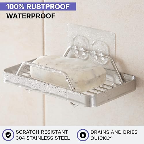 Miniatura 2 de KINCMAX Jabonera adhesiva de alta calidad para pared de ducha, jabonera de barra sin taladros para almacenamiento de baño, organizador de jabón de