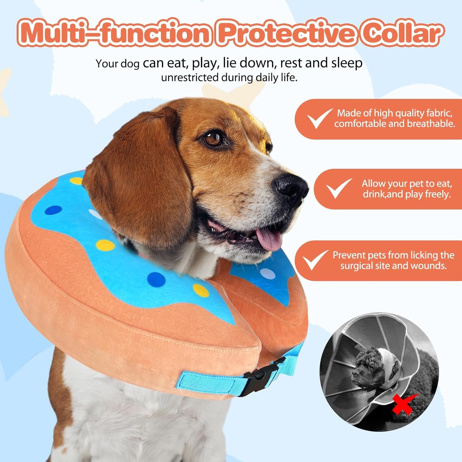 Aufblasbares Donut-Halsband Für Hunde & Katzen – Weiche Alternative Zum Operationkegel (Wassermelone, XL)