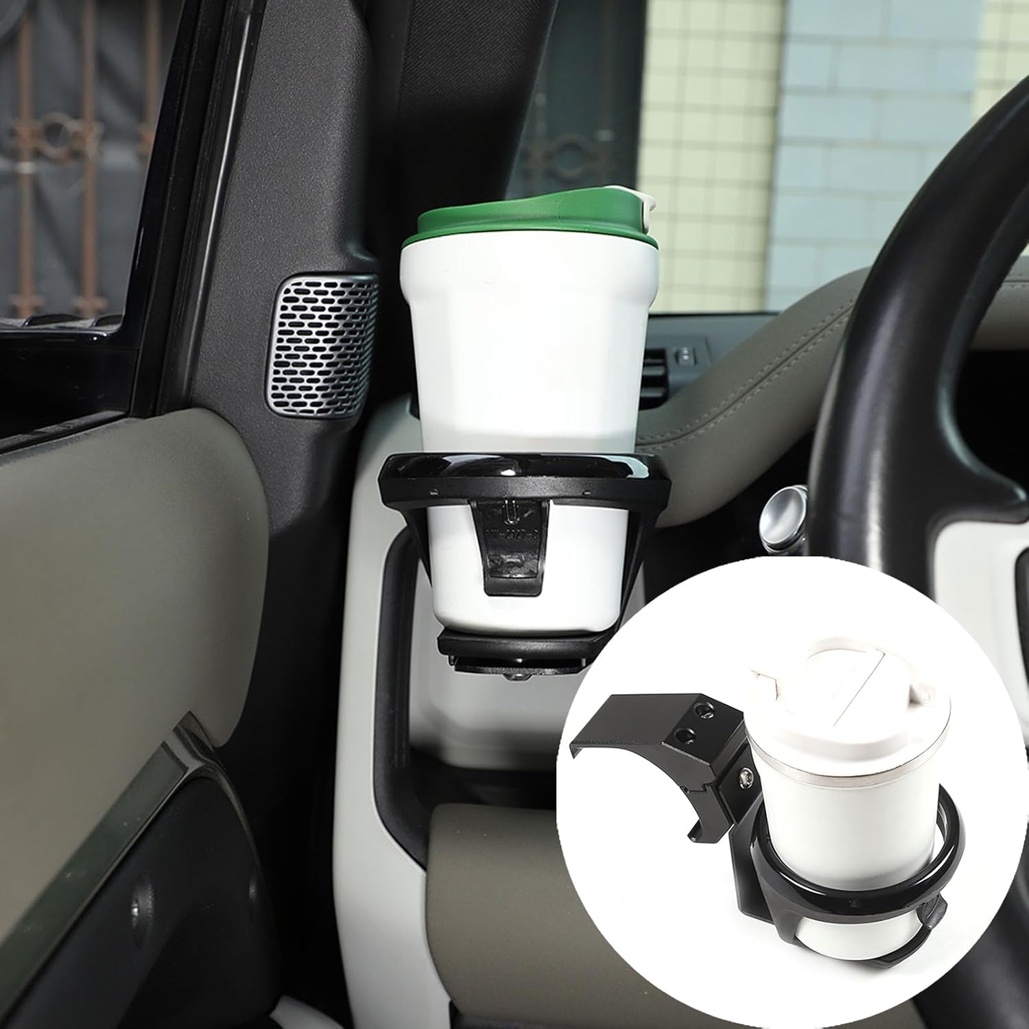 Car Cup Holder, Dashboard Vents Water Cup Holder Compatible with Land Rover Defender 90 110 130 2020 2021 2022 2023 2024 2025 2026 (Black)
