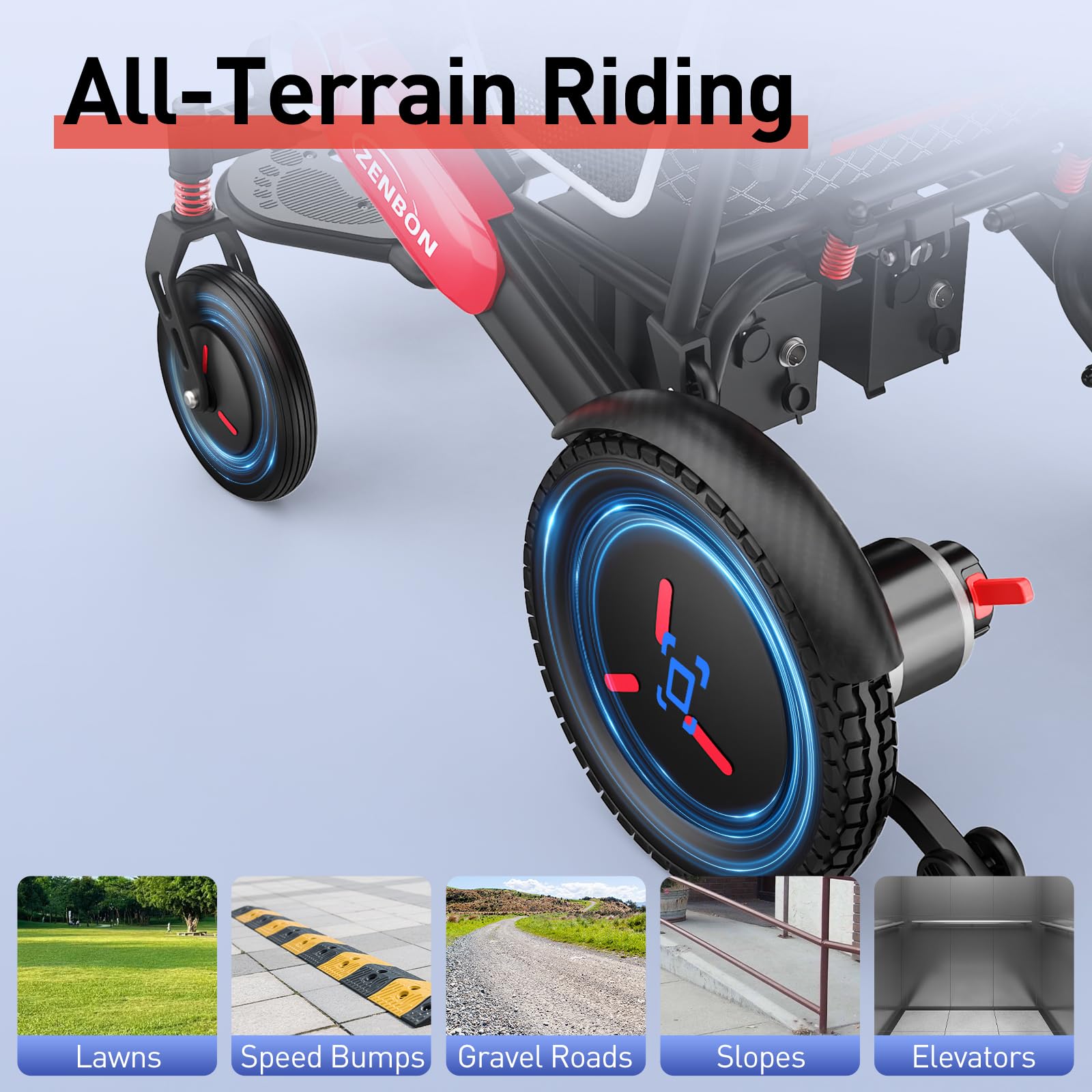 Sedia a Rotelle Pieghevole Ripiegamento Automatico: Carrozzina Elettrica per Anziani con 2 * 12AH Doppia Batteria - 700W Sedia a Rotelle Elettrica Fino a 150KG