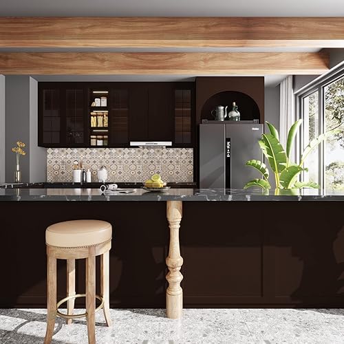 Miniatura 3 de VIOPVERY Papel de contacto de 15.7 x 393 pulgadas, papel tapiz marrón sólido, papel de pared para despegar y pegar, impermeable, fácil de quitar,