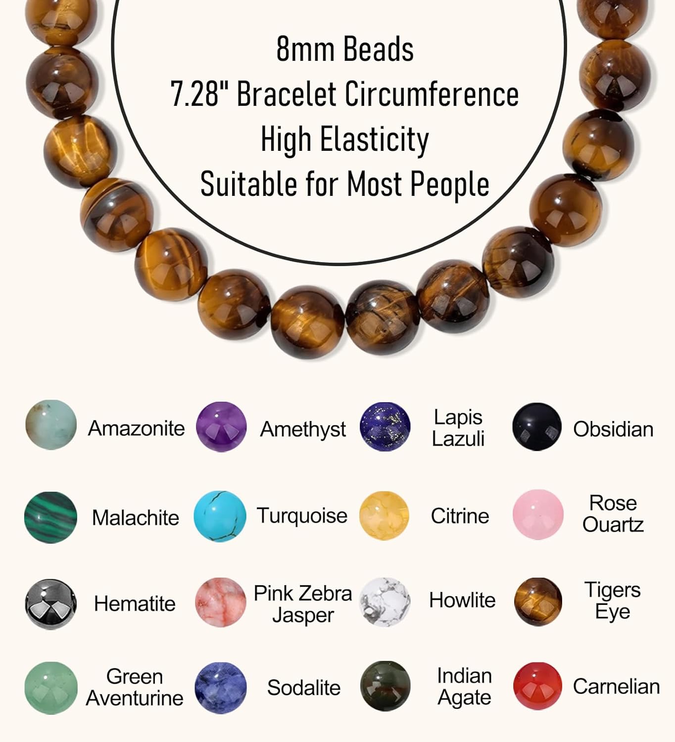 SAMOCO 16Pcs Natural Healing Crystal Bracelets for Women Men Semi-Precious Gemstone Beaded Bracelets Round Beads Gemstones Stretch Yoga Bracelet - Image 3