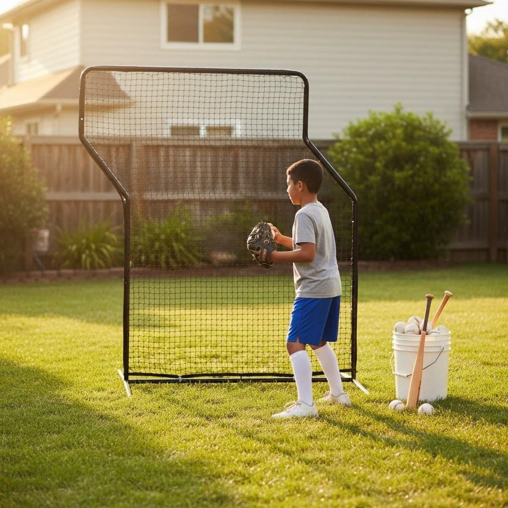 Baseball Z Screen - 7x5ft Heavy Duty Portable Pitching Screen for Batting Cage Field & Backyard Practice - Ideal for Coaches Teams & Players