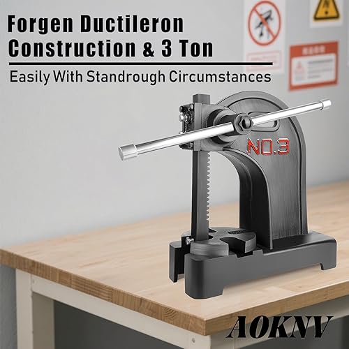 Vista 32 de Prensa de eje de 1 tonelada con volante, altura máxima de 5.5 pulgadas, prensa manual de escritorio de hierro fundido, prensa manual de precisión 1