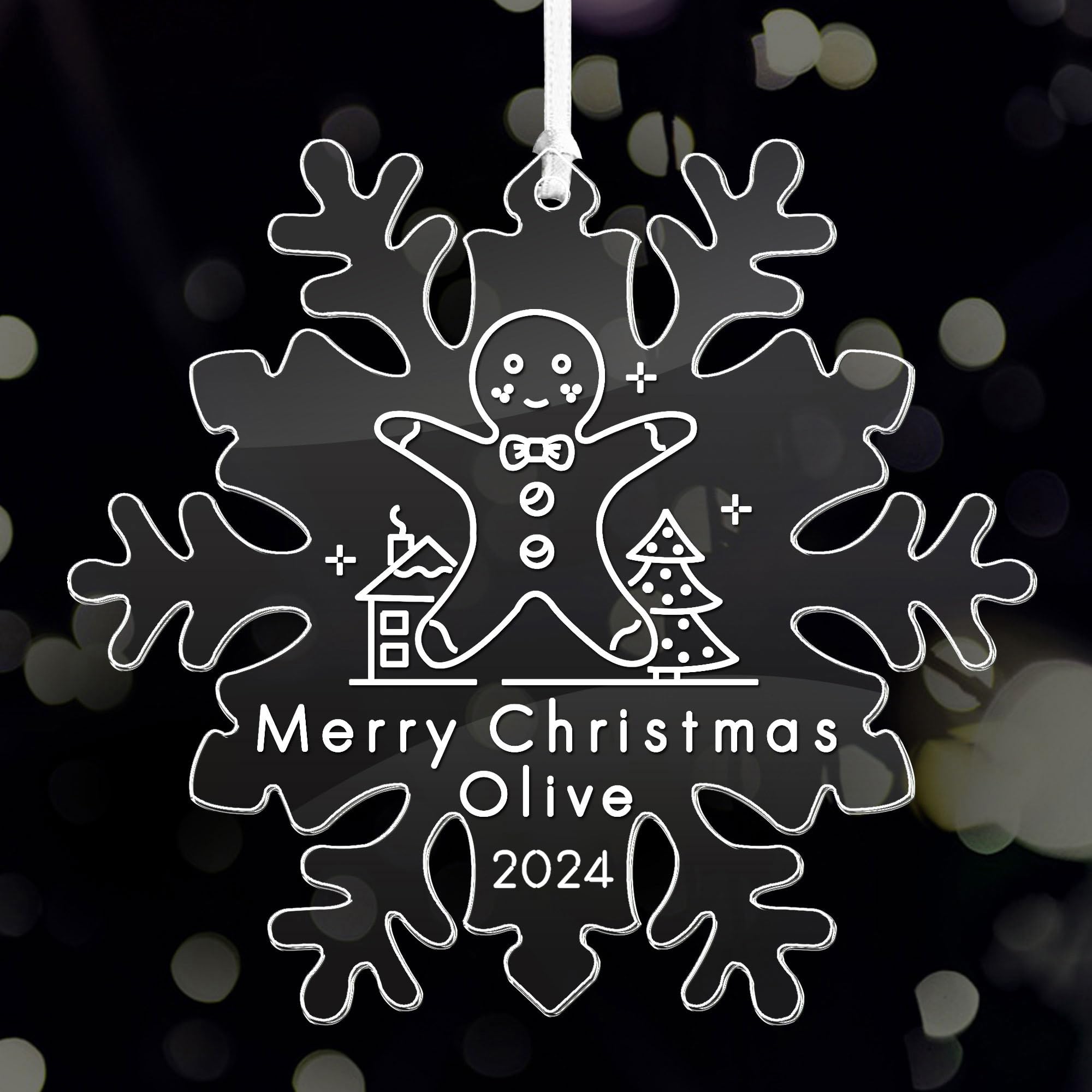 Personalized Christmas Ornaments Custom Xmas Tree Acrylic Decorations Gingerbread Man Christmas Ornaments Keepsake Gift for Lover Couples Her Him Girls Family Home with Any Name 2023 (Snowflake)