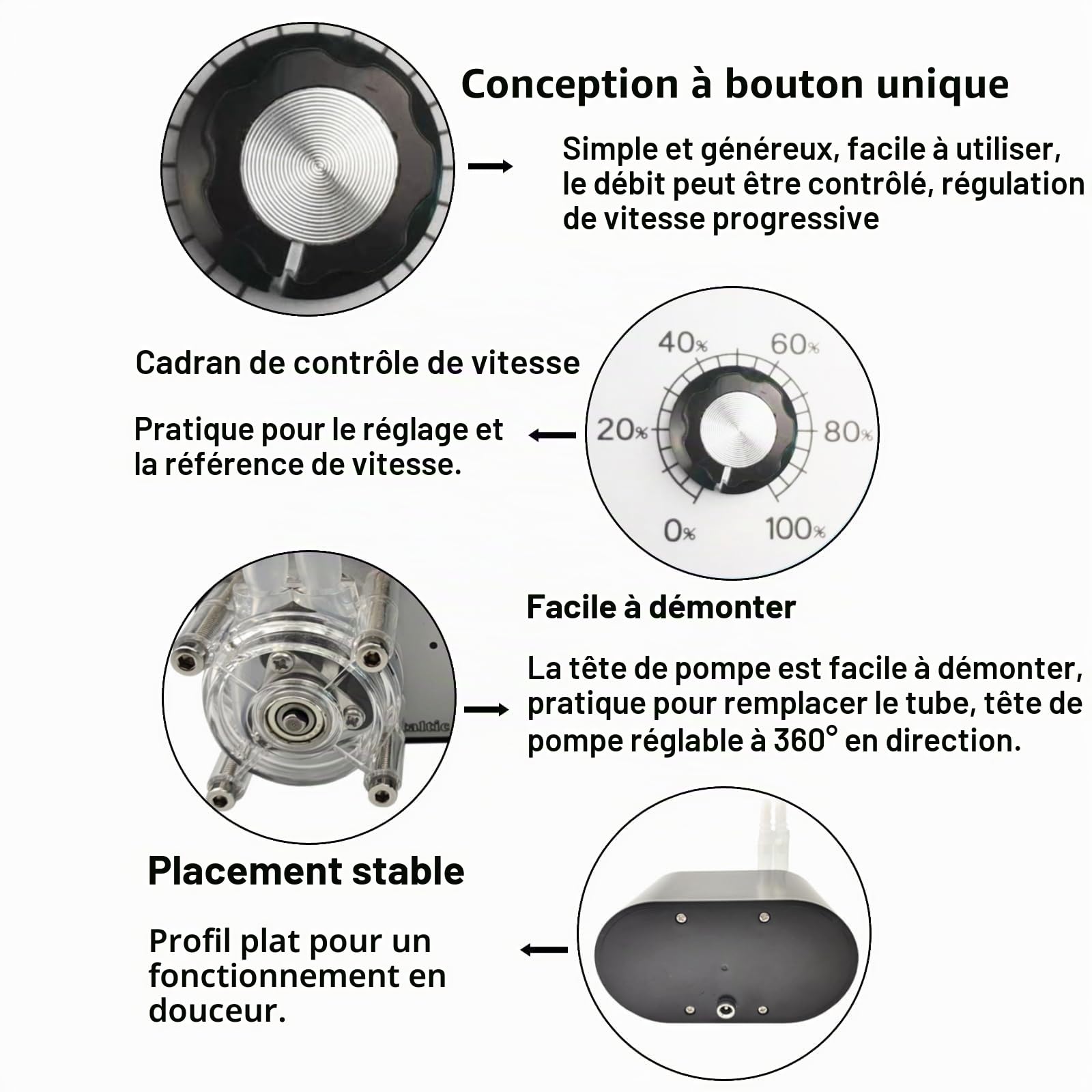 Pompe Péristaltique Pompe à Liquide Péristaltique Bricolage à Débit Élevé Tête Unique EU Plug 114-500 Ml/Min AC 100-240V