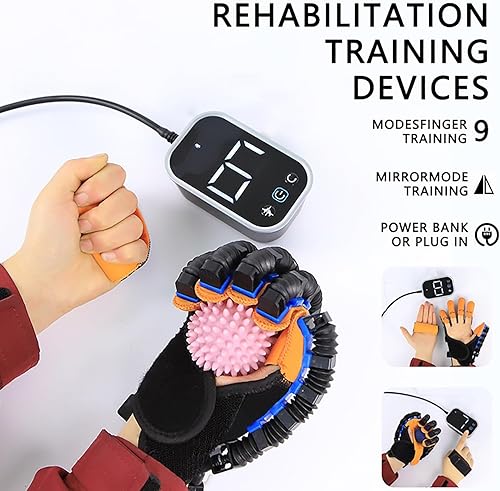 Miniatura 4 de Guantes de robot de rehabilitación izquierdo+derecha, dispositivo de entrenamiento de rehabilitación de función de mano, con modo espejoajuste de