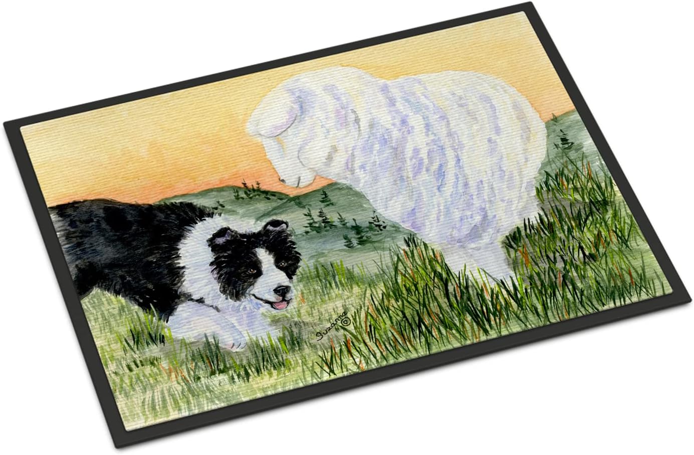 Caroline's Treasures SS8103MAT Border Collie Doormat 18x27 Front Door Mat Indoor Outdoor Rugs for Entryway, Non Slip Washable Low Pile, 18H X 27W