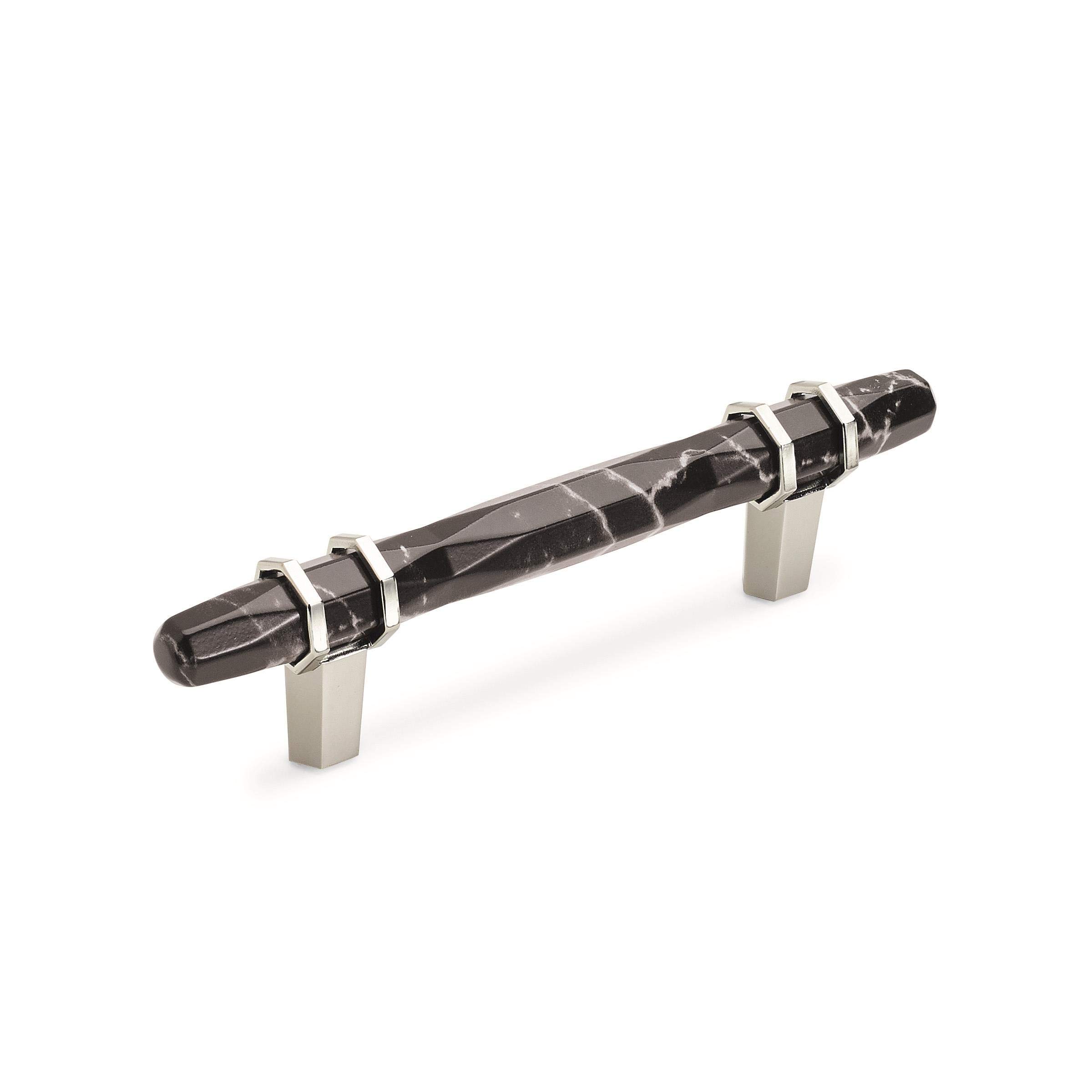 Amerock 3-3/4" Carrione Marble Black/Polished Nickel Drawer Pull