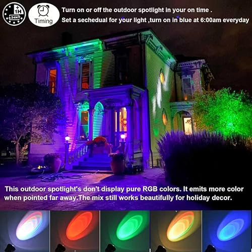 Miniatura 6 de RUICAIKUN - Foco para patio foco LED de 10 W RGB para exteriores con enchufe y control remoto focos de colores regulables luces de paisaje