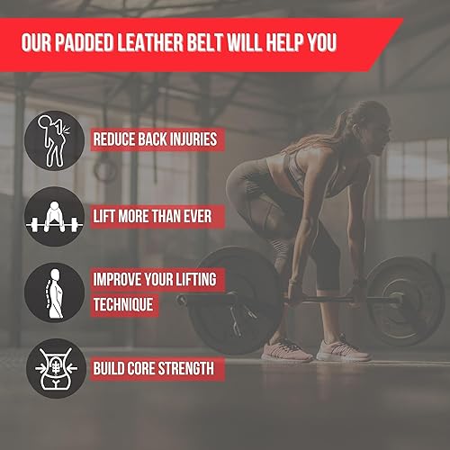 Miniatura 2 de Lift Tech Fitness Cinturón de elevación de cuero acolchado de 6 pulgadas para hombre, cinturón de levantamiento de pesas para hombres, cinturón de