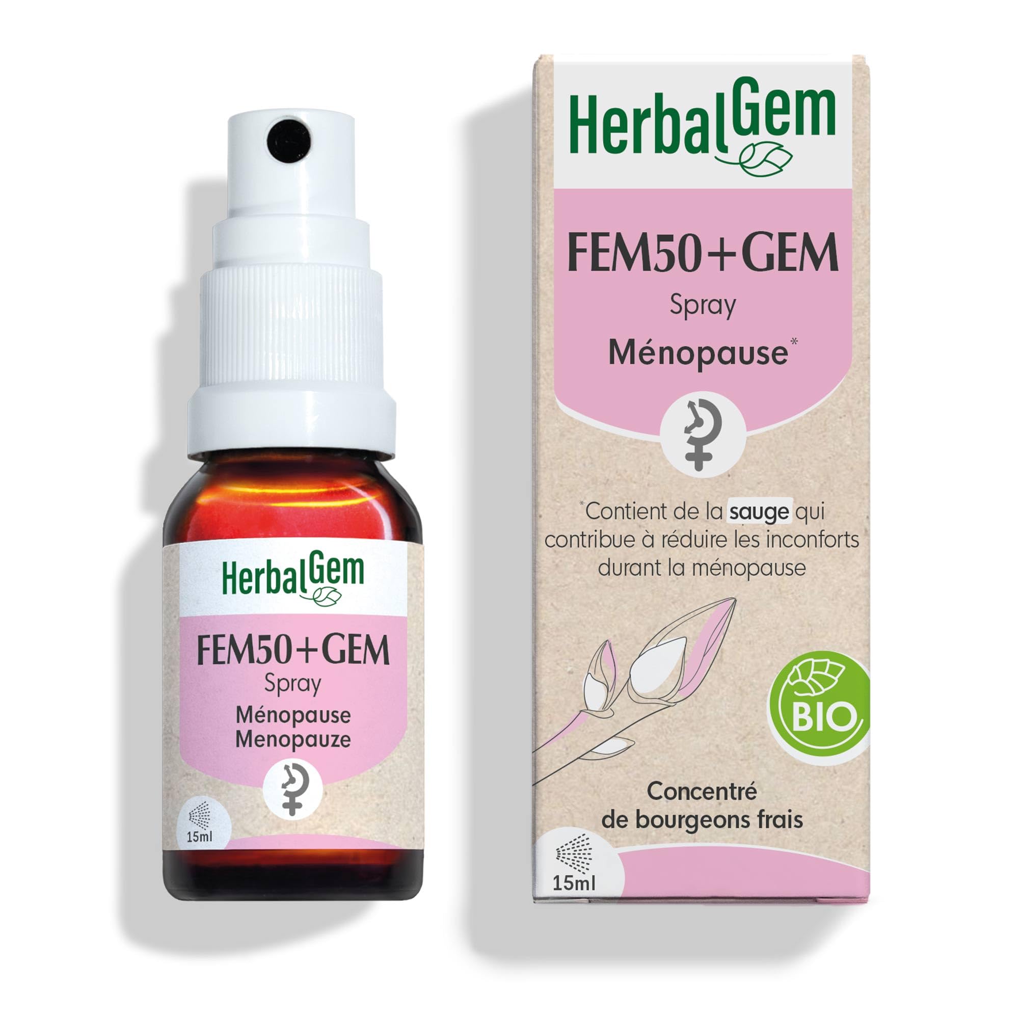 Herbalgem Fem50+gem Spray Ménopause Bio 15 ml