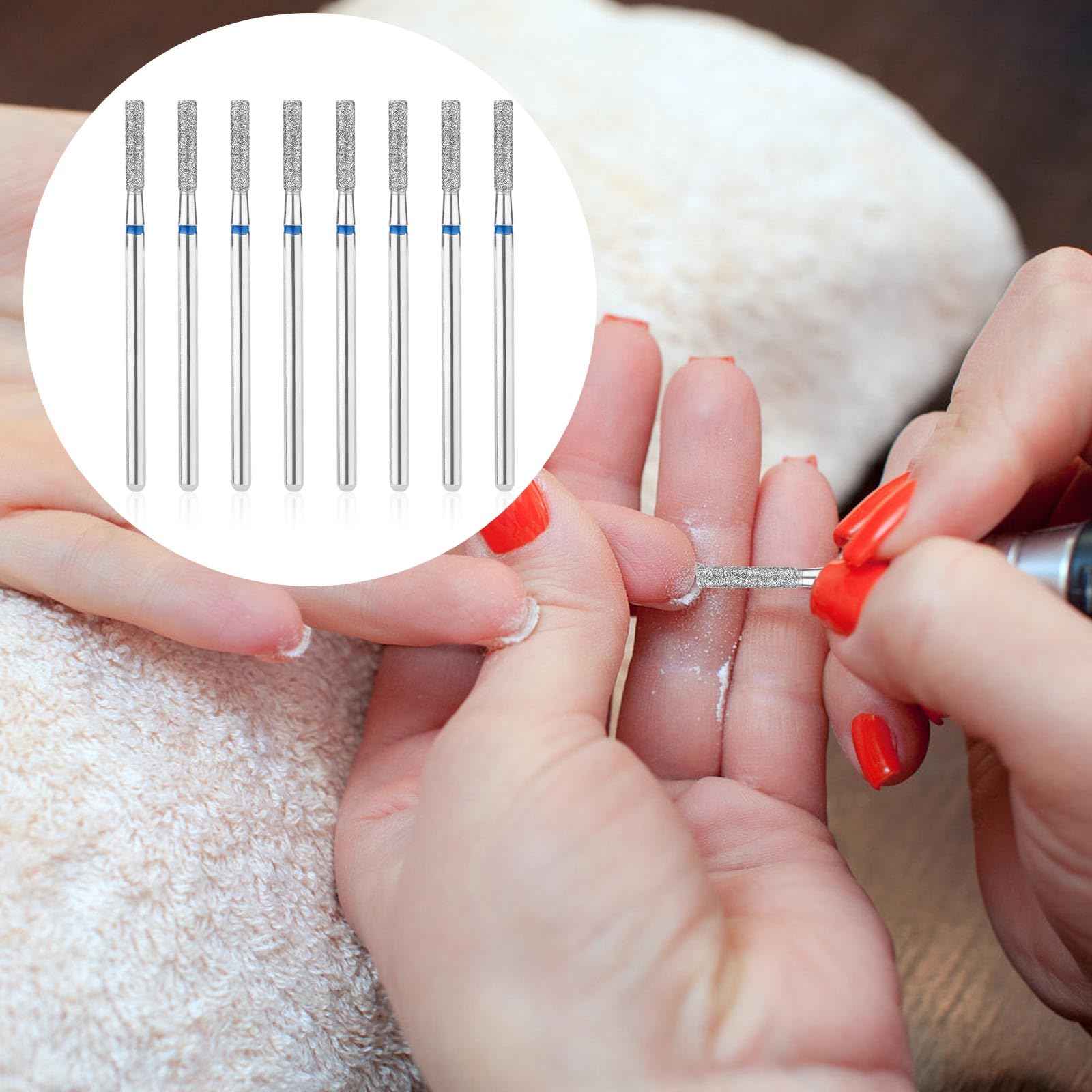 8pz Punte Fresa Unghie, 2,1mm Barile Punte per Trapano per la Pulizia delle Cuticole Punte per la Rimozione delle Cuticole Strumento per la Pulizia delle Cuticole per Salone per Unghie