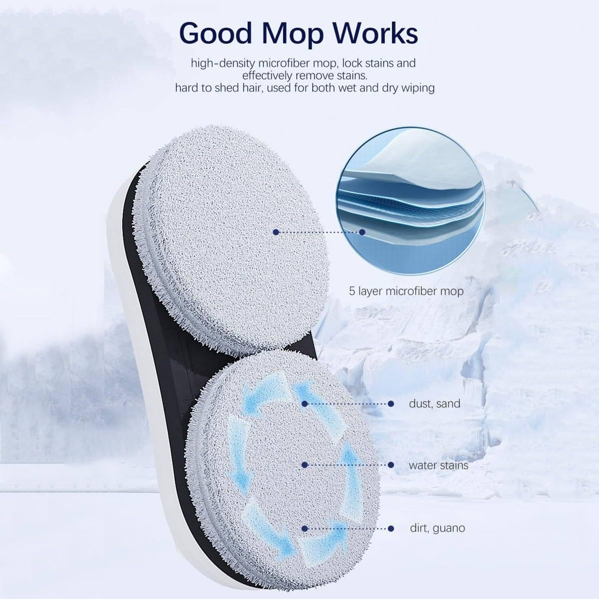 Máquina para Limpiar Ventanas de Vidrio, Potente succión de 5600 Pa, Tanque de Agua de 30 ml, Ideal para Ventanas, Espejos y Azulejos en Exteriores