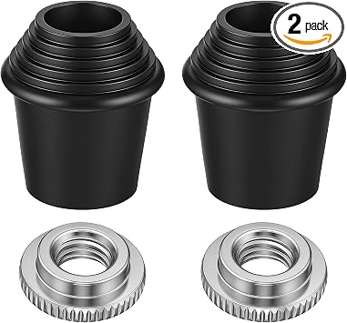 2 Packs Bass Drum Spur Rubber Feet, Floor Tom Drum Leg Tips Rubber Feet with Lock Nut 3/8" 16 Non-Slip Threaded Rubbers Feets for Bass Drums Spurs Legs
