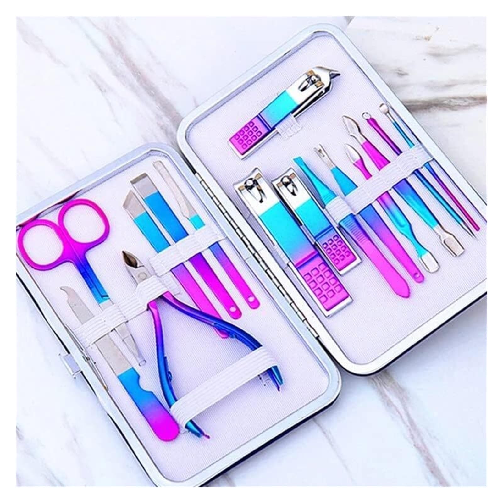 Juego de manicura y cortaúñas de Acero Inoxidable con Cuchara para Las Orejas, Tijeras para pedicura ()