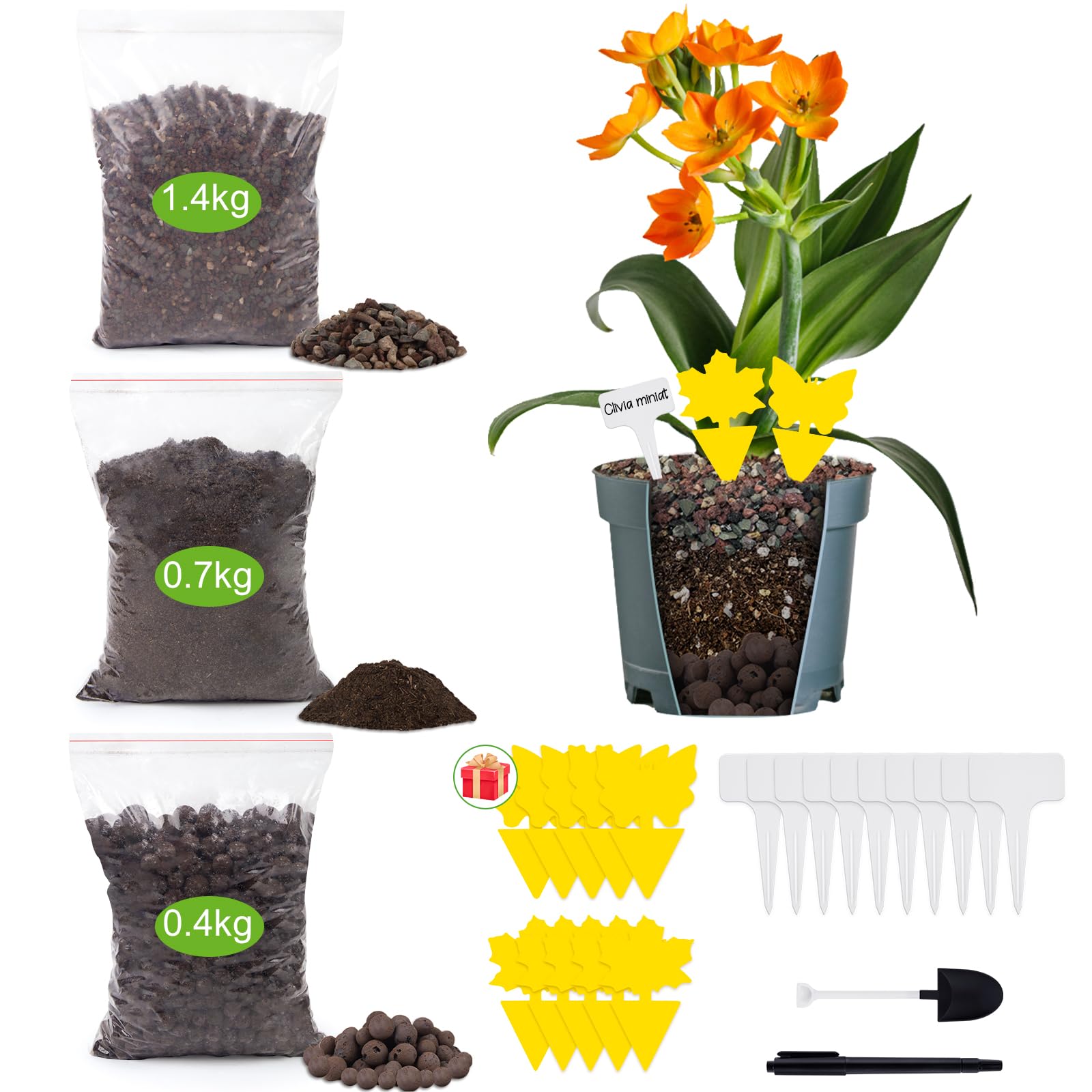 Insgesamt 2.5kg Zimmerpflanzen-1.4kg ErdeBlhton Gebrochen (3-6mm), 0.4kg  Blhton - Grobkrniges Tongranulat fr Zimmerpflanzen (10-20mm), 0.7kg  Blumenerde Substrat und Anzuchterde fr Samen MEHRWEG : Amazon.de: Garten