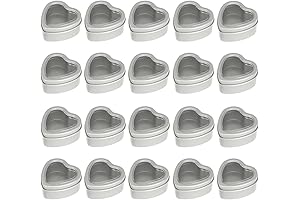 20 Pack 2oz Metal Heart Containers with Lids