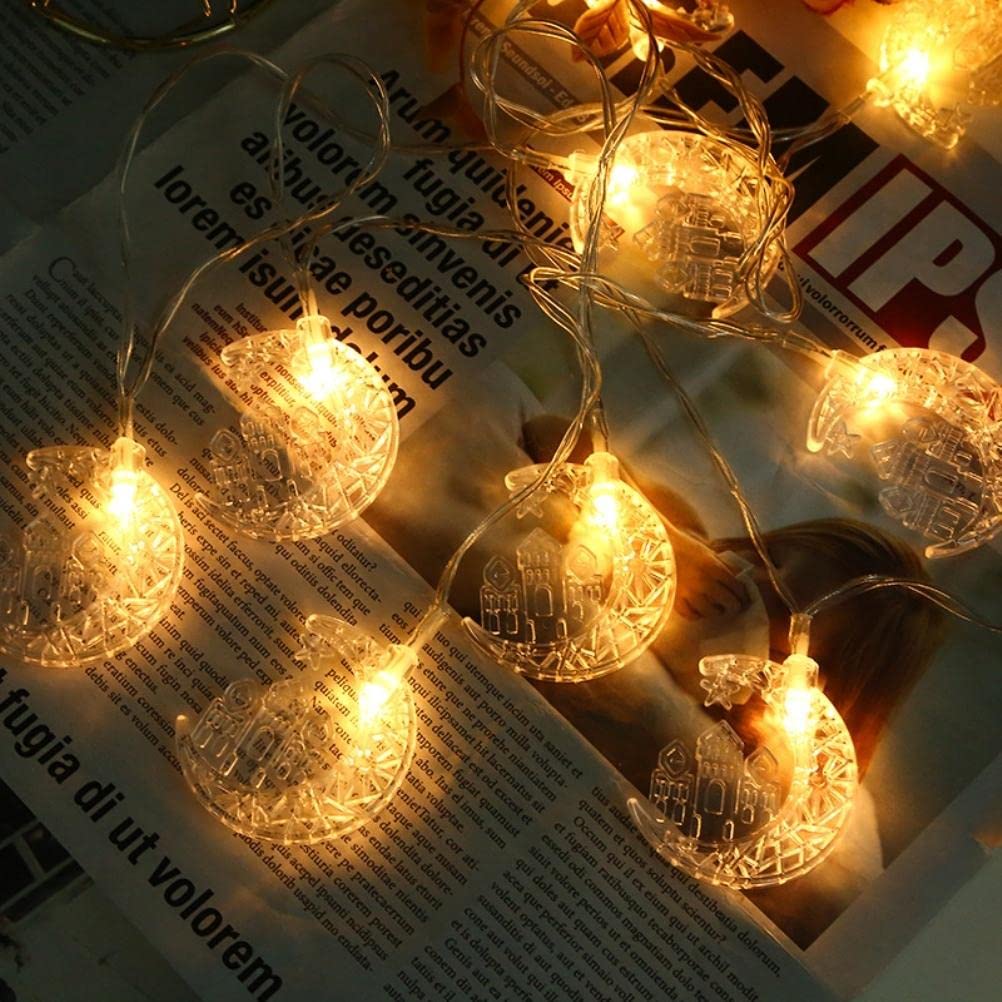 Ramadan Lichterkette – Batteriebetrieben, 1,65 M, Mit Mond & Sternen | Für Eid & Festdekoration