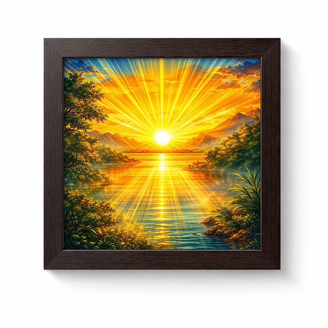 PAPER PAJAMA Rising Sun Vastu Golden Sunrise Radiance Nature Harmony Spiritual Scenic Framed Poster Artwork Decor Painting-image-19
