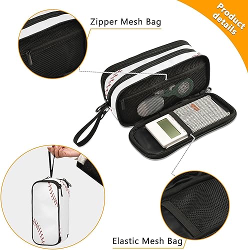 Miniatura 3 de Gredecor Estuche para lápices de gran capacidad para niñas y niños, con puntadas de pelota de béisbol, bolsa para bolígrafos con cremallera,