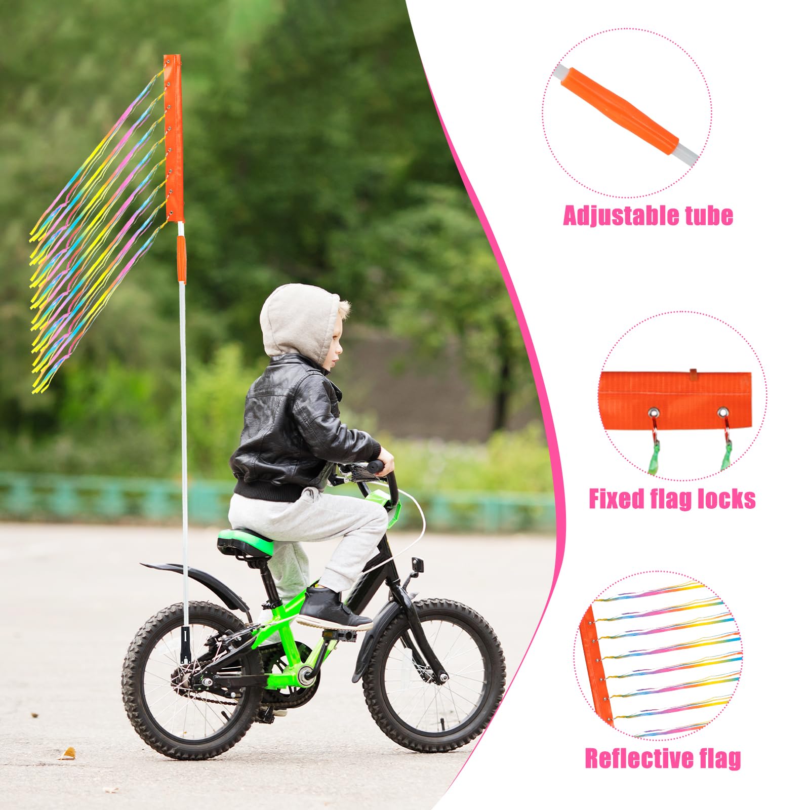 DRAPEAU DE SÉCURITÉ pour remorque de vélo, drapeau de sécurité pour remorque de EUR 13,58