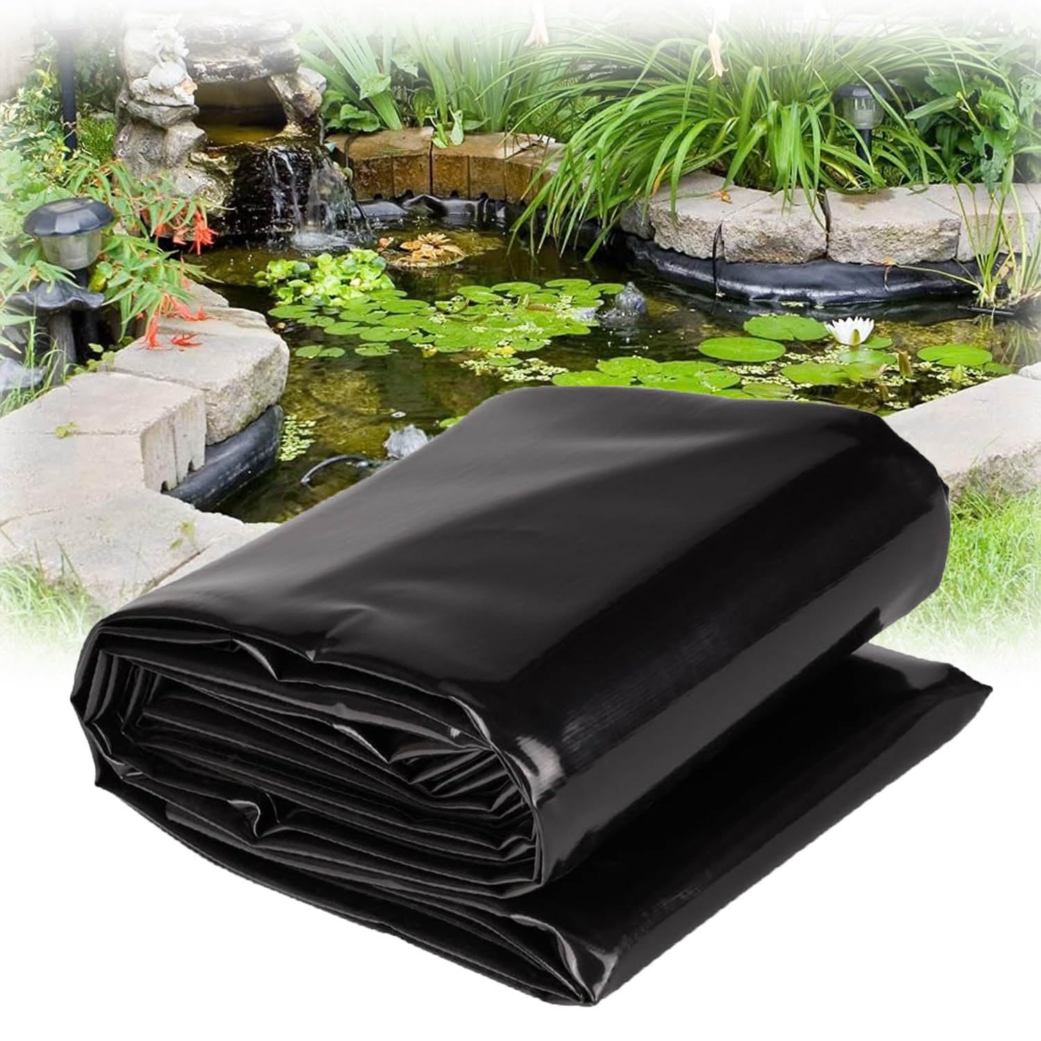 Bâche de bassin en PEHD flexible idéale pour créer une cascade de jardin relaxante