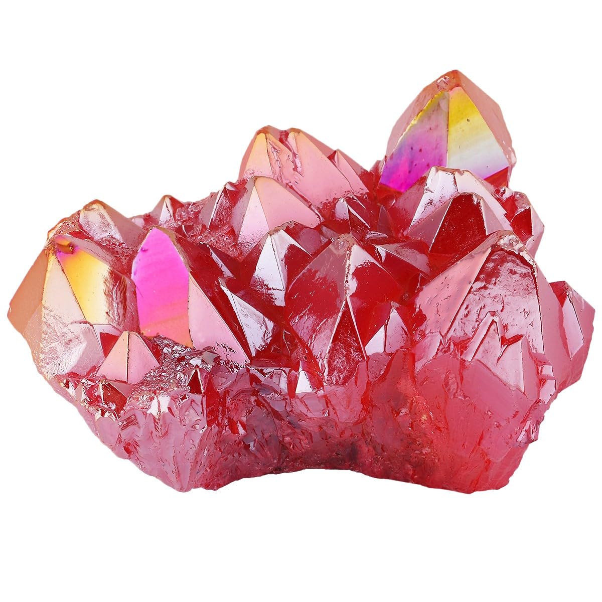 KYEYGWO Rock Crystal Cluster Quartz Stone,Titanium Coated Natural Drusy Crystal Geode Raw Stone Mineral Rough Gemstone Reiki Feng Shui Stone Decor