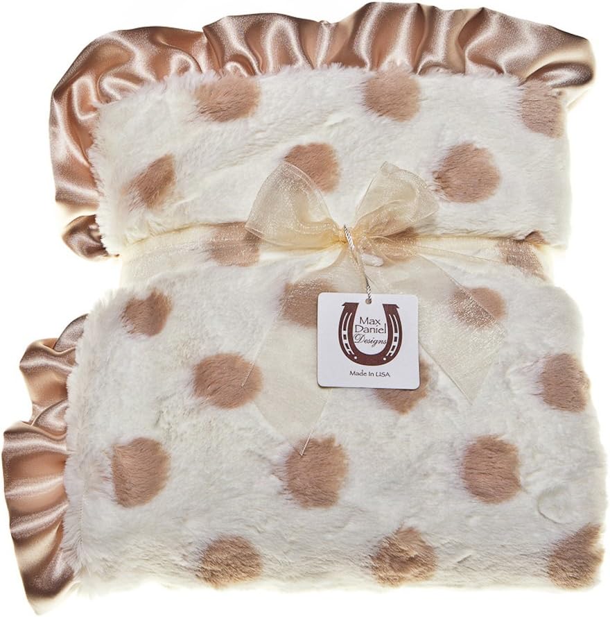 Max Daniel Plush Baby Throw Blanket, Champagne Dots