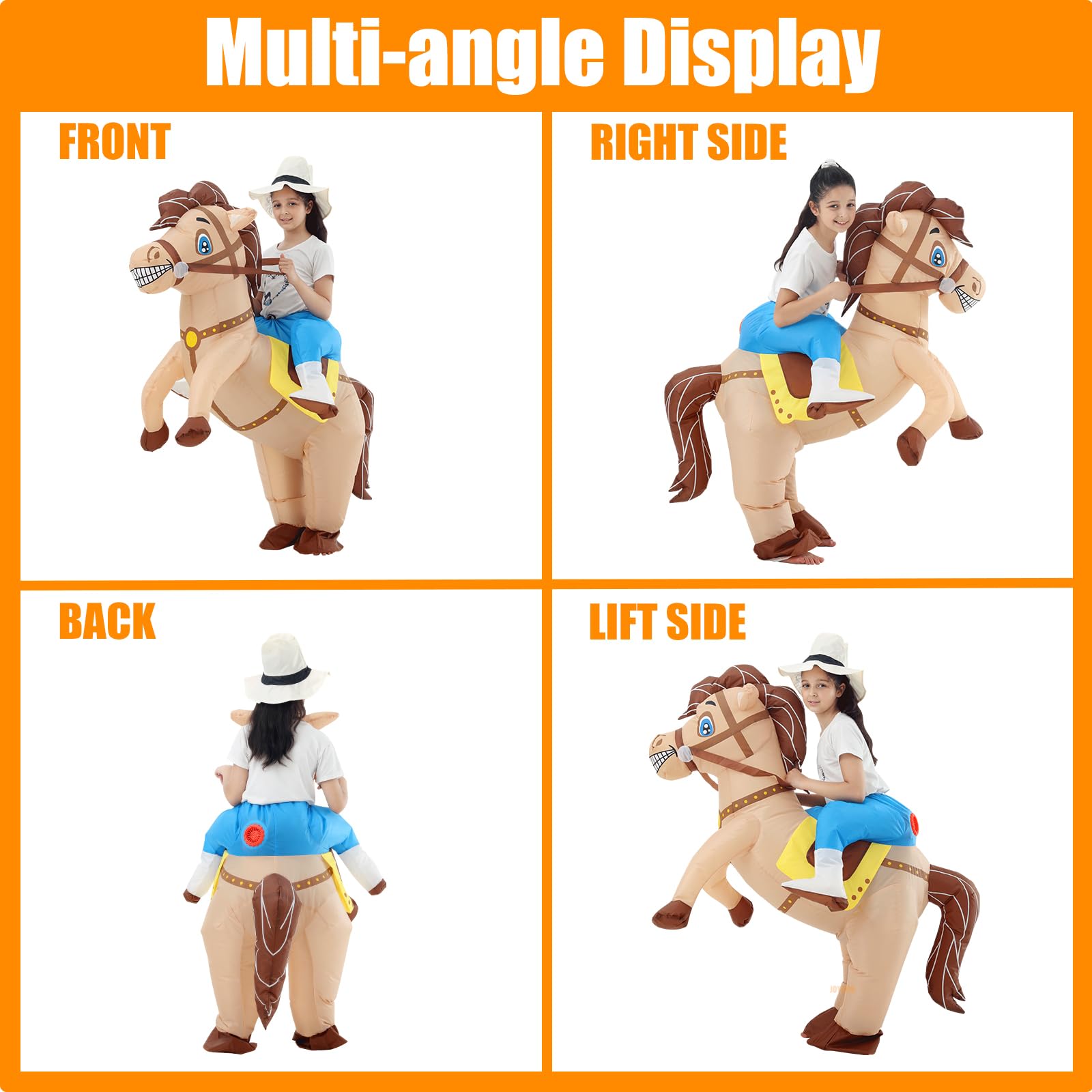 JOYBRO Inflatable Horse Costume for Kids Funny Cowboy Ride on Horse Suit - Image 3