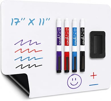 17"x11" Magnetic Dry Erase Board for Fridge with 4 Markers and Eraser