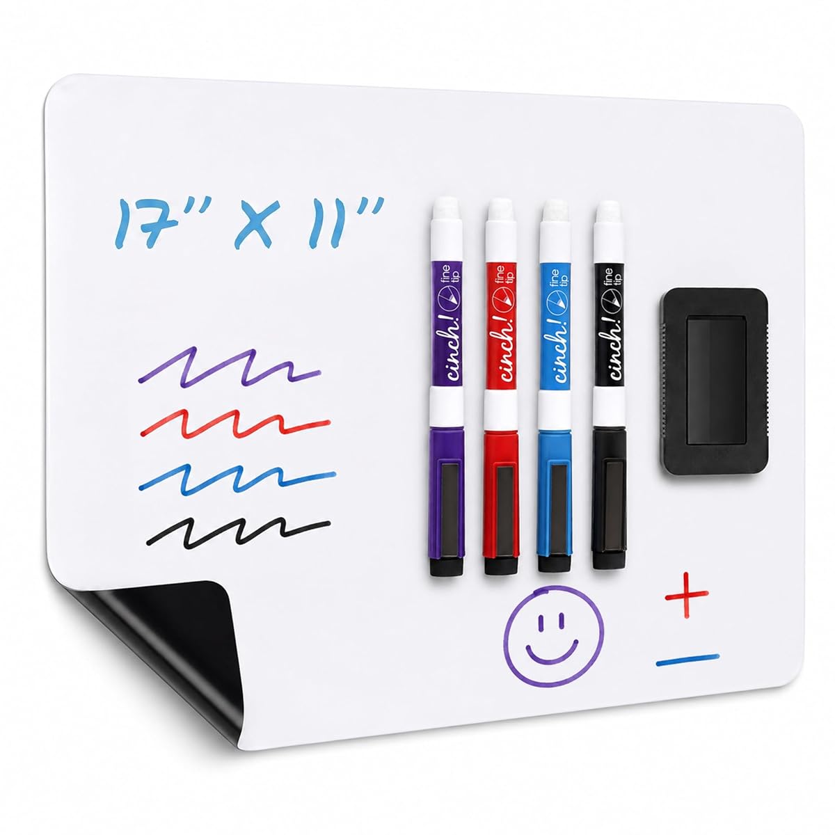 Cinch Magnetic Dry Erase White Board Sheet For Fridge with Stain Resistant